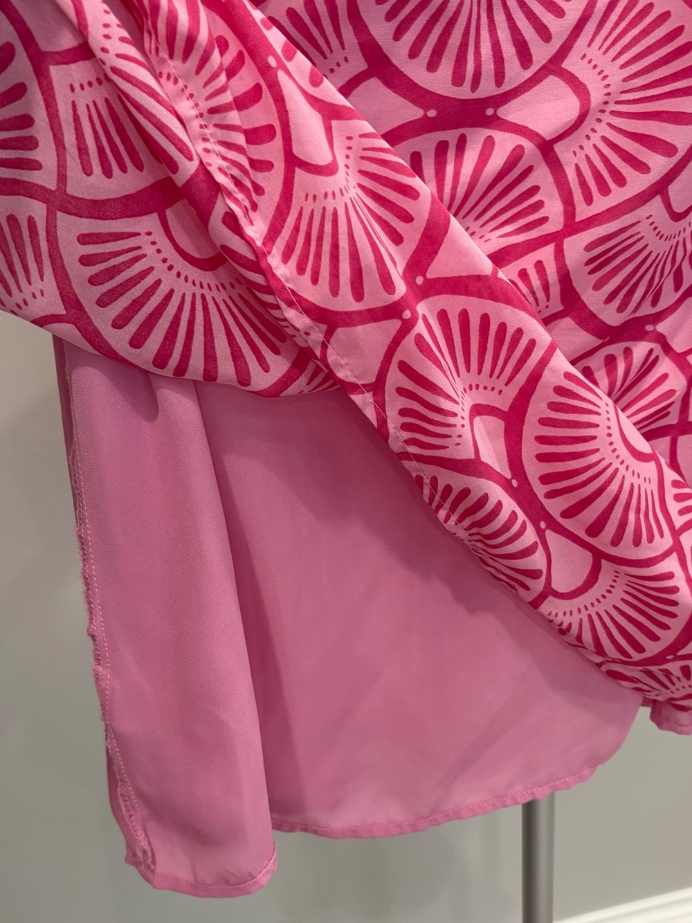 Pink Patterned Ruffle Sleeve Blouse - Picture 5 of 5